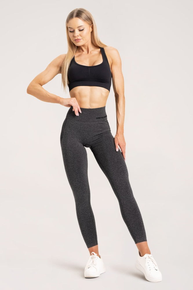 LEGINSY GYM GLAMOUR BEZSZWOWE MELANGE DARKE GREY/SZARE