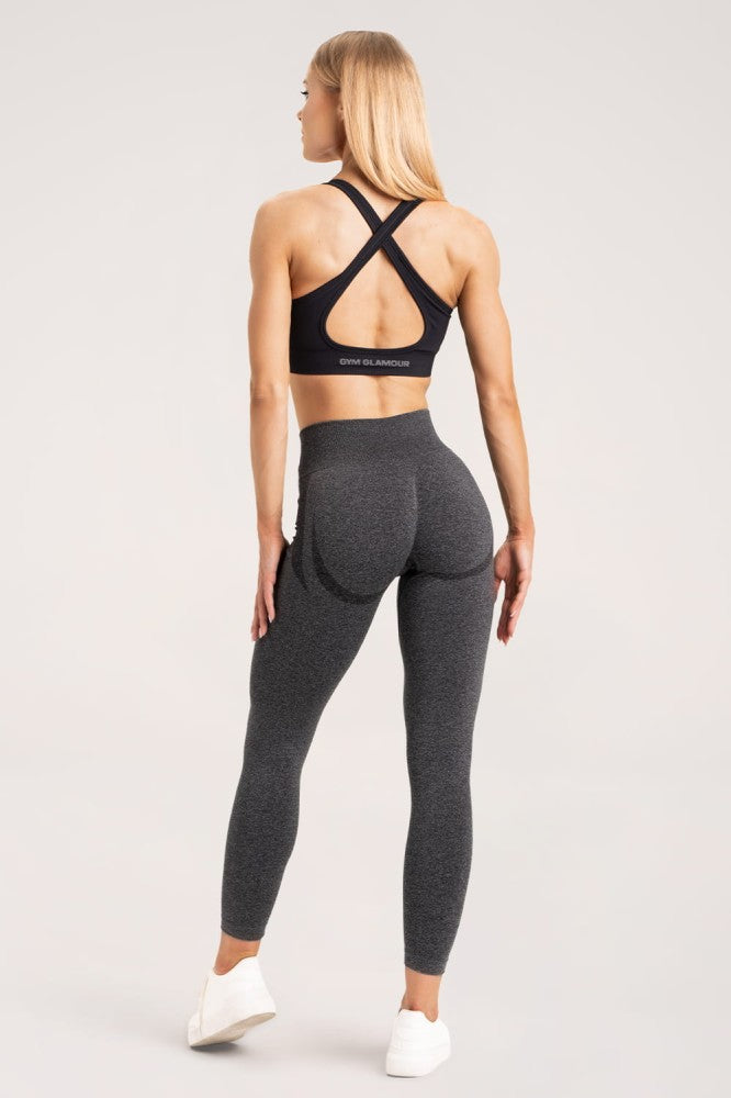 LEGINSY GYM GLAMOUR BEZSZWOWE MELANGE DARKE GREY/SZARE