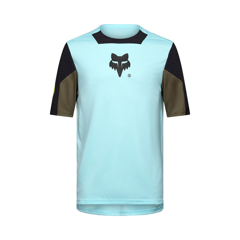 KOSZULKA ROWEROWA Z KRÓTKIM RĘKAWEM JERSEY FOX DEFEND LIGHT BLUE