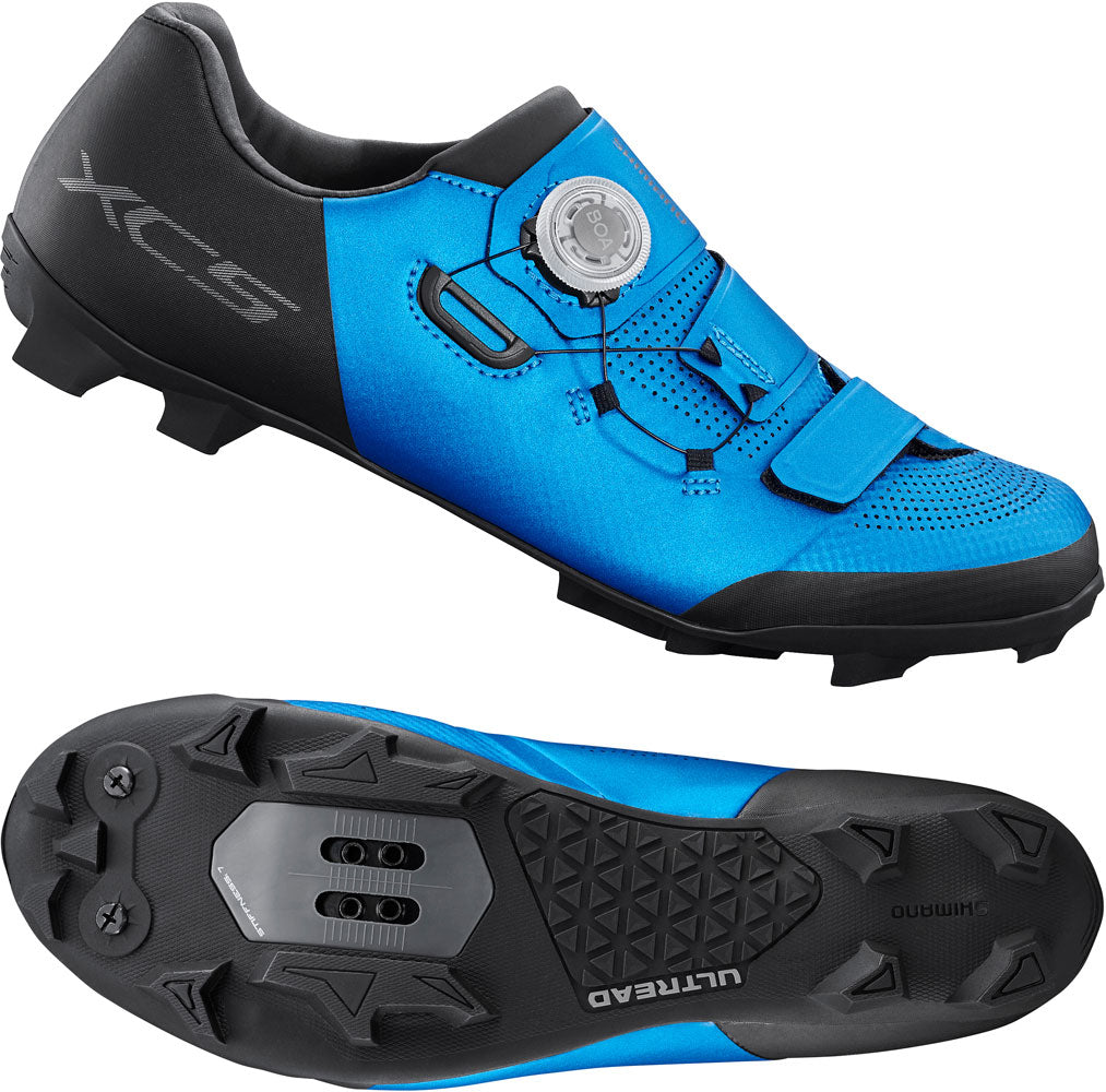 Buty rowerowe SHIMANO SH-XC502 SPD MTB XC Gravel BOA Niebieskie – lekkie, męskie/damskie
