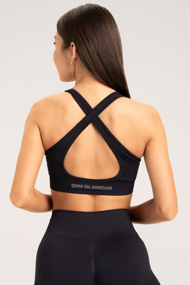 BIUSTONOSZ BEZSZWOWY SOLID GYM GLAMOUR BLACK/CZARNY